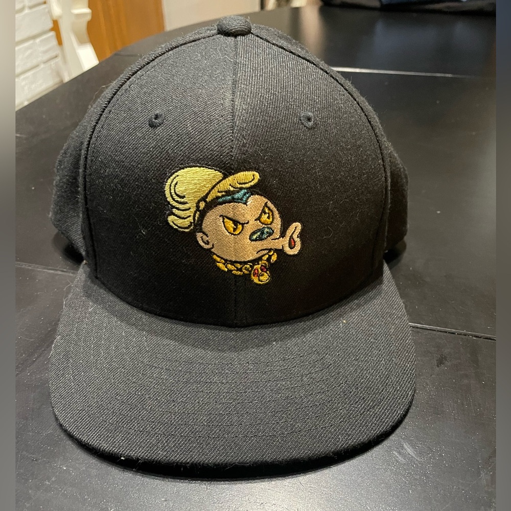 Black baseball hat cap embroidered cartoon logo 102.2 the Juice trendy limited